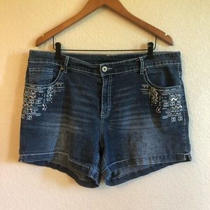 Faded Glory Dark Wash Sequin Jean Shorts